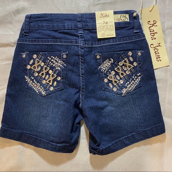 Kaba beaded blue jean shorts size 1 - Picture 3 of 5